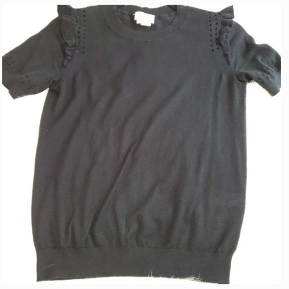 kate spade ruffle short sleeve sweater black M nwo - Picture 5 of 7